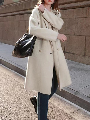 Airchics manteau en laine double boutonnage avec poches femme élégant